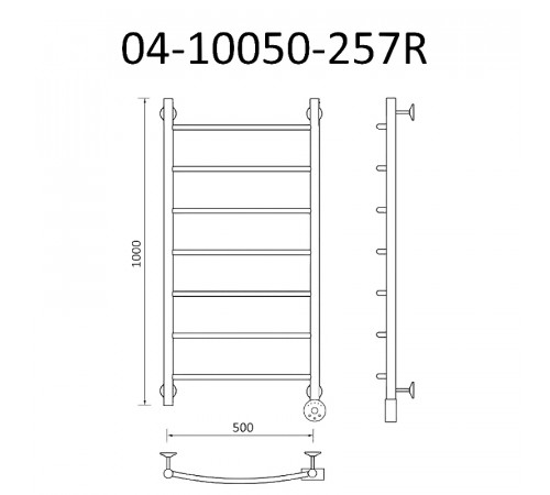 Электрический полотенцесушитель Маргроид Вид 4 1060x500 04-10050-257R правый Хром