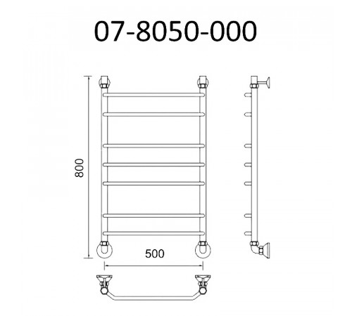 Водяной полотенцесушитель Маргроид Вид 7 800x500 07-8050-000 Хром