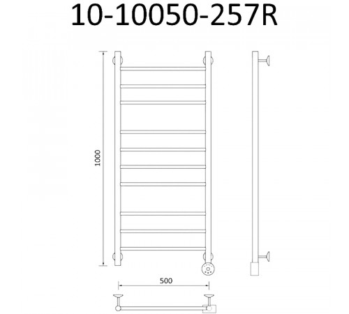 Электрический полотенцесушитель Маргроид Вид 10 1060x500 10-10050-257R правый Хром