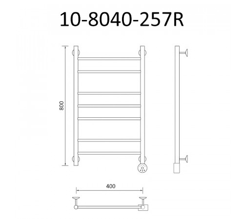 Электрический полотенцесушитель Маргроид Вид 10 870x400 10-8040-257R правый Хром