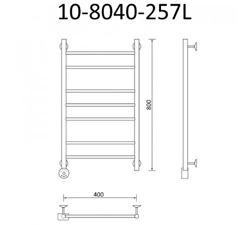 Электрический полотенцесушитель Маргроид Вид 10 870x400 10-8040-257L левый Хром