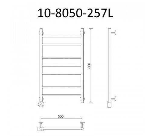 Электрический полотенцесушитель Маргроид Вид 10 870x500 10-8050-257L левый Хром