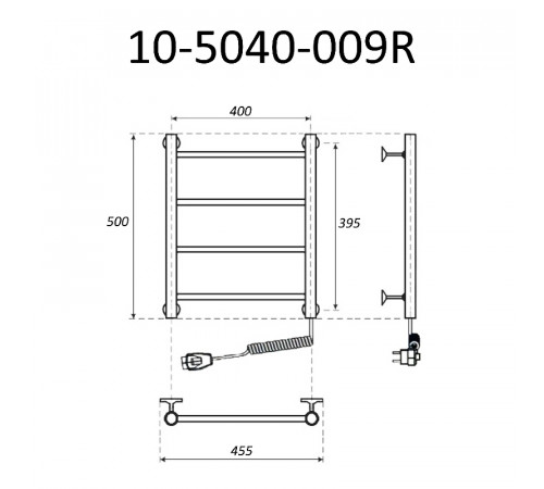 Электрический полотенцесушитель Маргроид Вид 10 500x400 10-5040-009R правый Хром