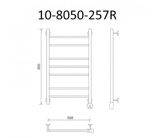Электрический полотенцесушитель Маргроид Вид 10 870x500 10-8050-257R правый Хром