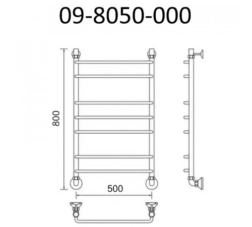 Водяной полотенцесушитель Маргроид Вид 9 800x500 09-8050-000 Хром