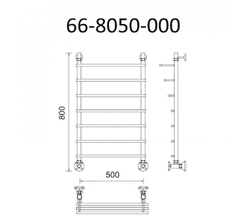 Водяной полотенцесушитель Маргроид Вид 66 800x500 66-8050-000 Хром