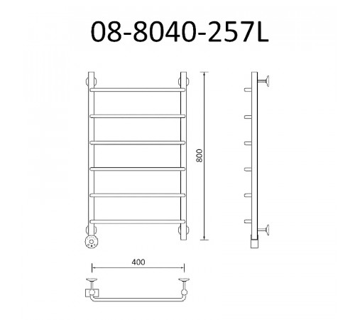 Электрический полотенцесушитель Маргроид Вид 8 870x400 08-8040-257L левый Хром