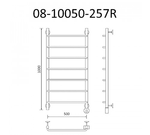 Электрический полотенцесушитель Маргроид Вид 8 1060x500 08-10050-257R правый Хром