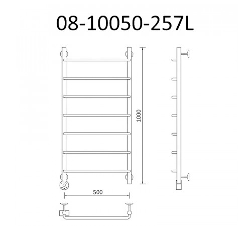 Электрический полотенцесушитель Маргроид Вид 8 1060x500 08-10050-257L левый Хром