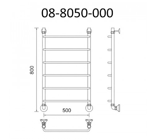 Водяной полотенцесушитель Маргроид Вид 8 800x500 08-8050-000 Хром