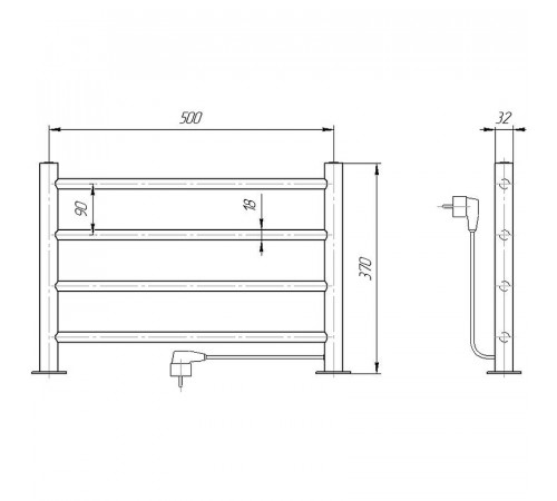 Электрический полотенцесушитель Domoterm Полка DMT-T4 38x53 EK R Хром