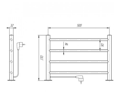 Электрический полотенцесушитель Domoterm Полка DMT-T4 38x53 EK L Хром