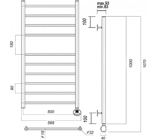 Электрический полотенцесушитель Domoterm Медея П10 500x1000 ER Хром