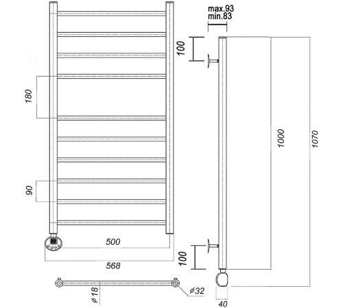 Электрический полотенцесушитель Domoterm Медея П10 500x1000 EL Хром