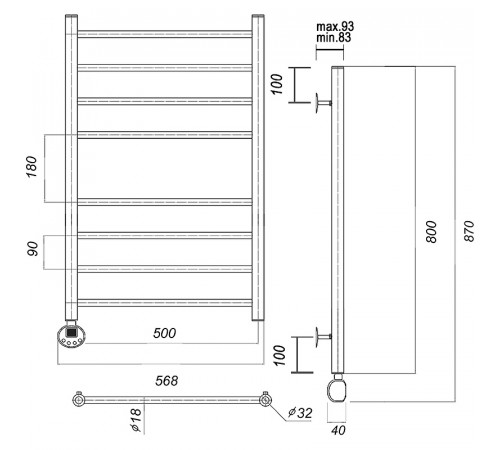 Электрический полотенцесушитель Domoterm Медея П8 500x800 EL Хром