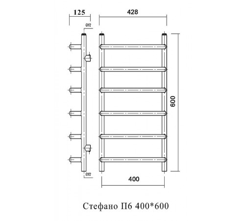 Водяной полотенцесушитель Domoterm Стефано П6 400*600 Хром