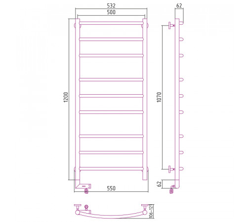 Электрический полотенцесушитель Сунержа Галант 2.0 1200x500 L 00-5200-1250 Хром