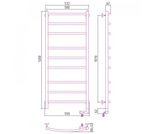 Электрический полотенцесушитель Сунержа Галант 2.0 1200x500 R 00-5201-1250 Хром