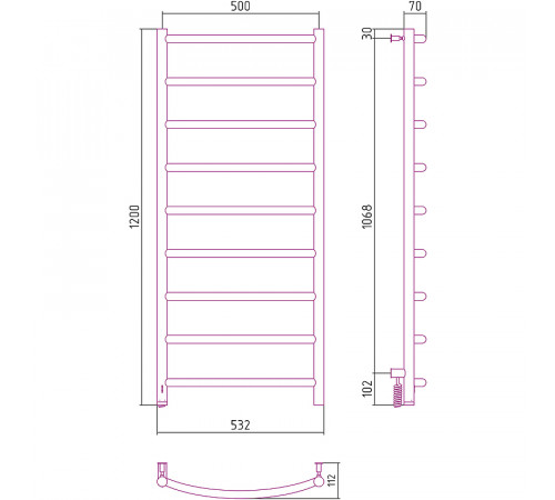 Электрический полотенцесушитель Сунержа Галант 4.0 1200x500 L 00-0830-1250 Хром