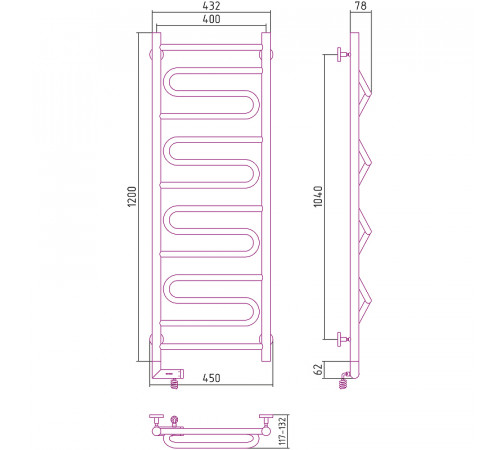 Электрический полотенцесушитель Сунержа Элегия 2.0 1200x400 L 00-5218-1240 Хром