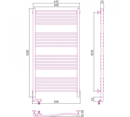 Электрический полотенцесушитель Сунержа Флюид 2.0 1200x600 L 00-5220-1260 Хром