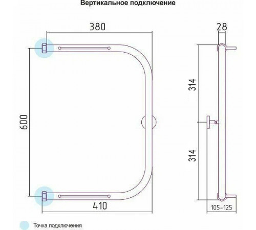 Водяной полотенцесушитель Сунержа П-образный 600х400 00-0004-6040 с двумя полками Хром