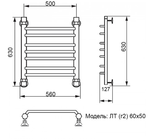 Водяной полотенцесушитель Ника Trapezium ЛТ (Г2) 60/50 Хром