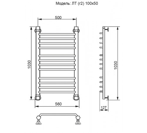 Водяной полотенцесушитель Ника Trapezium ЛТ (Г2) 100/50 Хром