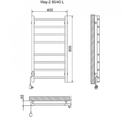 Электрический полотенцесушитель Ника Way-2 80/40 Хром