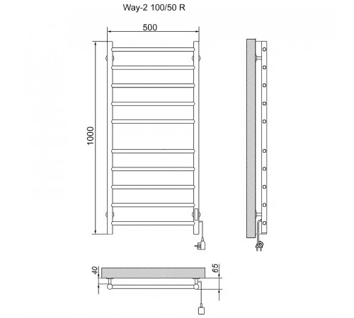 Электрический полотенцесушитель Ника Way-2 100/50 Хром