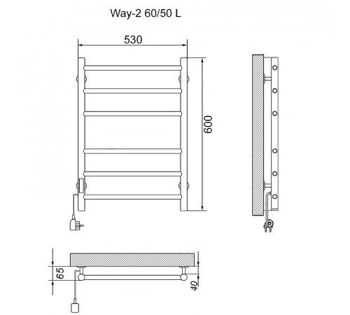 Электрический полотенцесушитель Ника Way-2 60/50 Хром