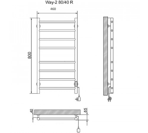 Электрический полотенцесушитель Ника Way-2 80/40 Хром