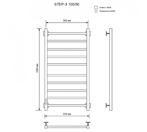 Электрический полотенцесушитель Ника Step-3 100/50 Черный матовый