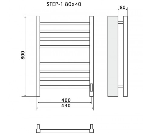 Электрический полотенцесушитель Ника Step-1 80/40 Черный матовый