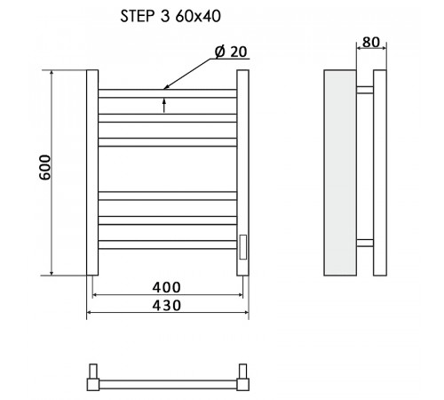 Электрический полотенцесушитель Ника Step-3 60/40 Хром