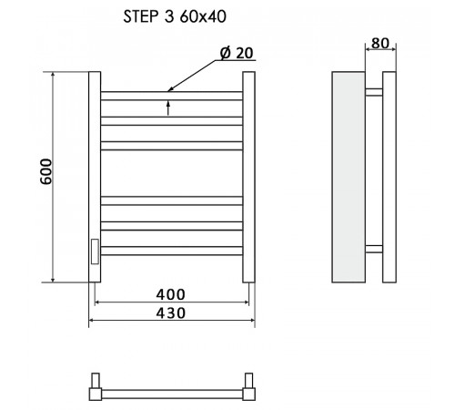 Электрический полотенцесушитель Ника Step-3 60/40 Хром
