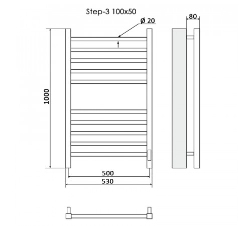 Электрический полотенцесушитель Ника Step-3 100/50 Хром