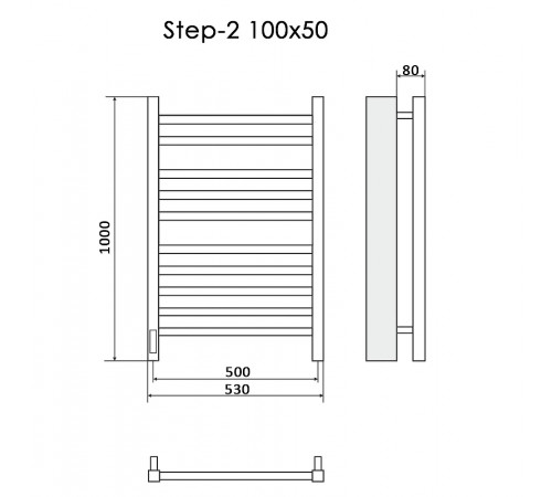 Электрический полотенцесушитель Ника Step-2 100/50 Черный матовый