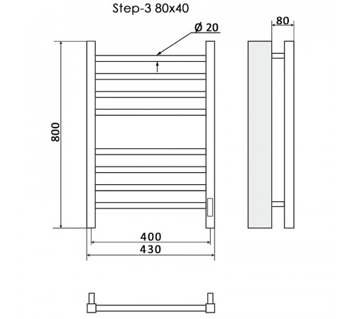 Электрический полотенцесушитель Ника Step-3 80/40 Хром