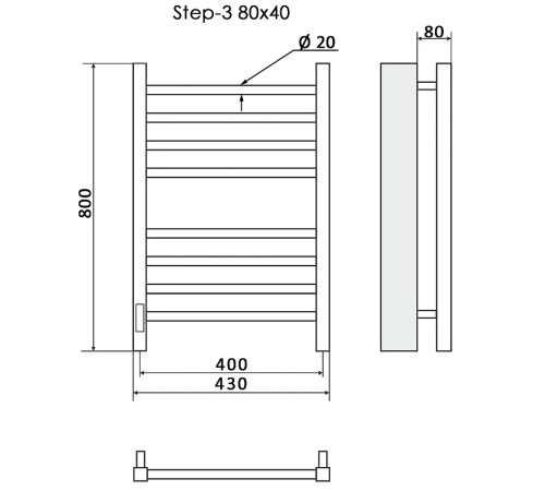 Электрический полотенцесушитель Ника Step-3 80/40 Хром