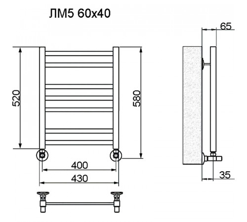 Водяной полотенцесушитель Ника Modern ЛМ-5 60/40 Белый матовый