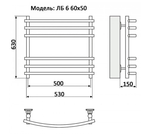 Водяной полотенцесушитель Ника Bamboo ЛБ 6 60/50 Хром