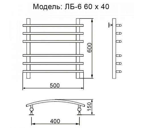 Водяной полотенцесушитель Ника Bamboo ЛБ 6 60/40 Хром