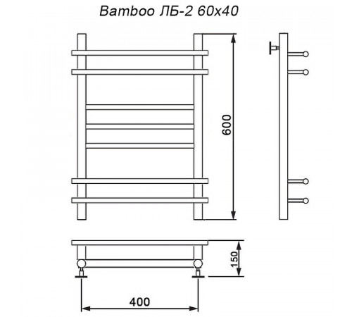 Водяной полотенцесушитель Ника Bamboo ЛБ 2 60/40 Хром