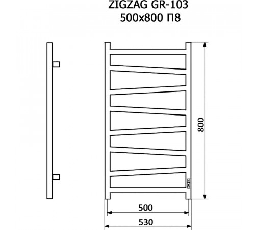 Электрический полотенцесушитель Grois Zigzag GR-103 50/80 П8 9016 R диммер справа Белый матовый