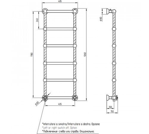 Электрический полотенцесушитель Migliore Edera 126x48 L 20299 Хром