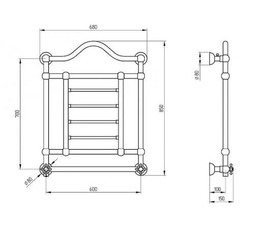 Электрический полотенцесушитель Migliore Edward 85x68 R 22635 Золото