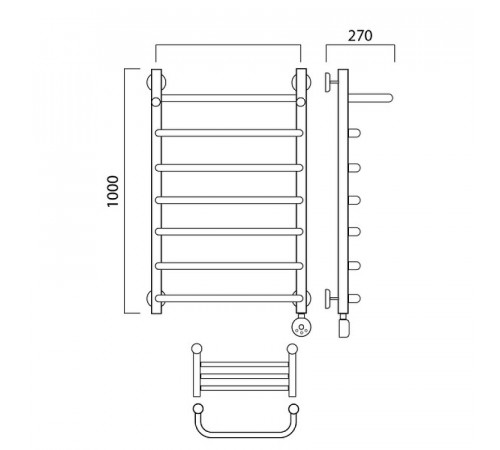 Электрический полотенцесушитель Aquanerzh Скоба 00-07A10060_R с полкой Хром