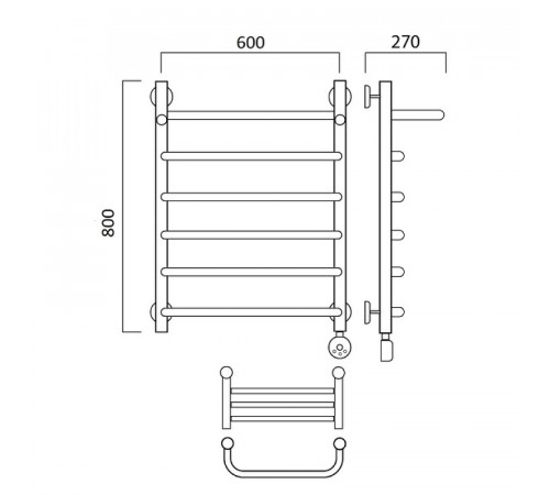 Электрический полотенцесушитель Aquanerzh Скоба 00-07A8060_R с полкой Хром