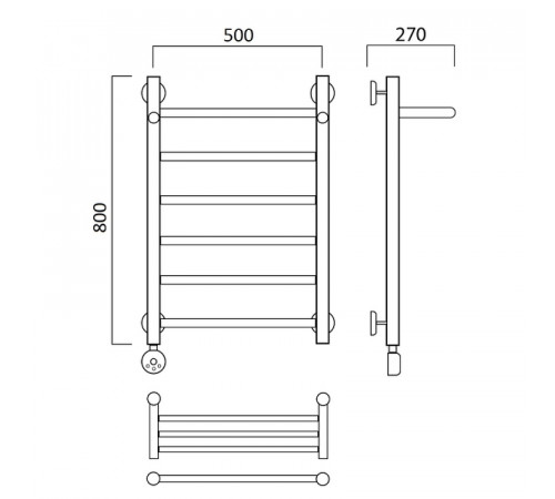 Электрический полотенцесушитель Aquanerzh Прямая 00-90A8050_L с полкой Хром